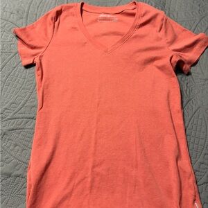 Eddie Bauer V-Neck Short Sleeve Tee in Coral